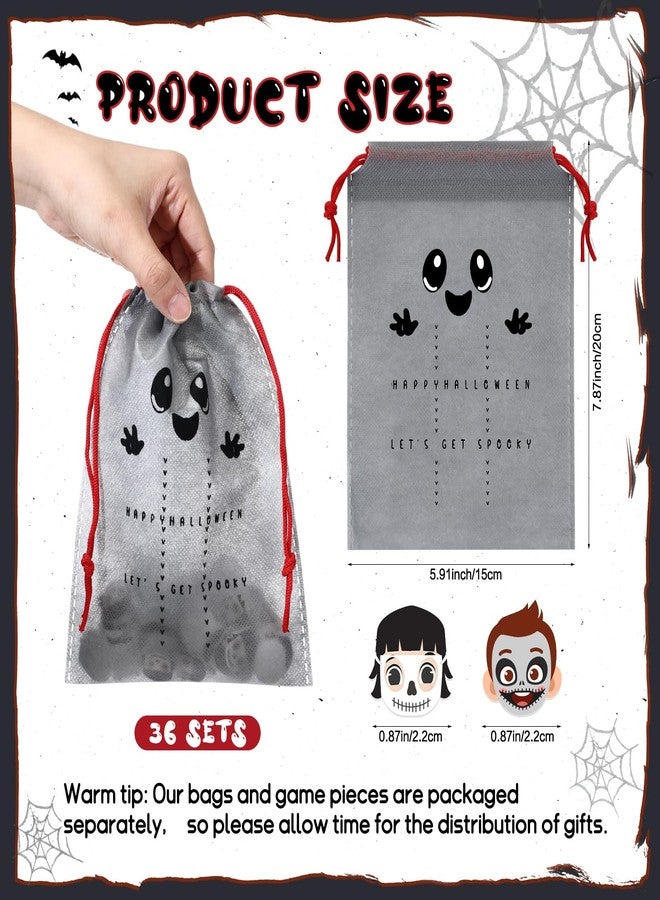Wesnoy 36 Sets Halloween Tic Tac Toe Party Favors Nightmare Games for Kids 360 Spooky Boys Girls Game Pieces 36 Drawstring Goodie Bags for Fall Class Party Classroom Prizes - Image 2